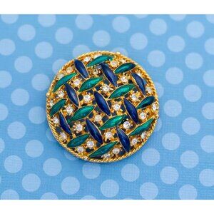 Vintage Victorian Rhinestone Gold Tone Brooch - M18